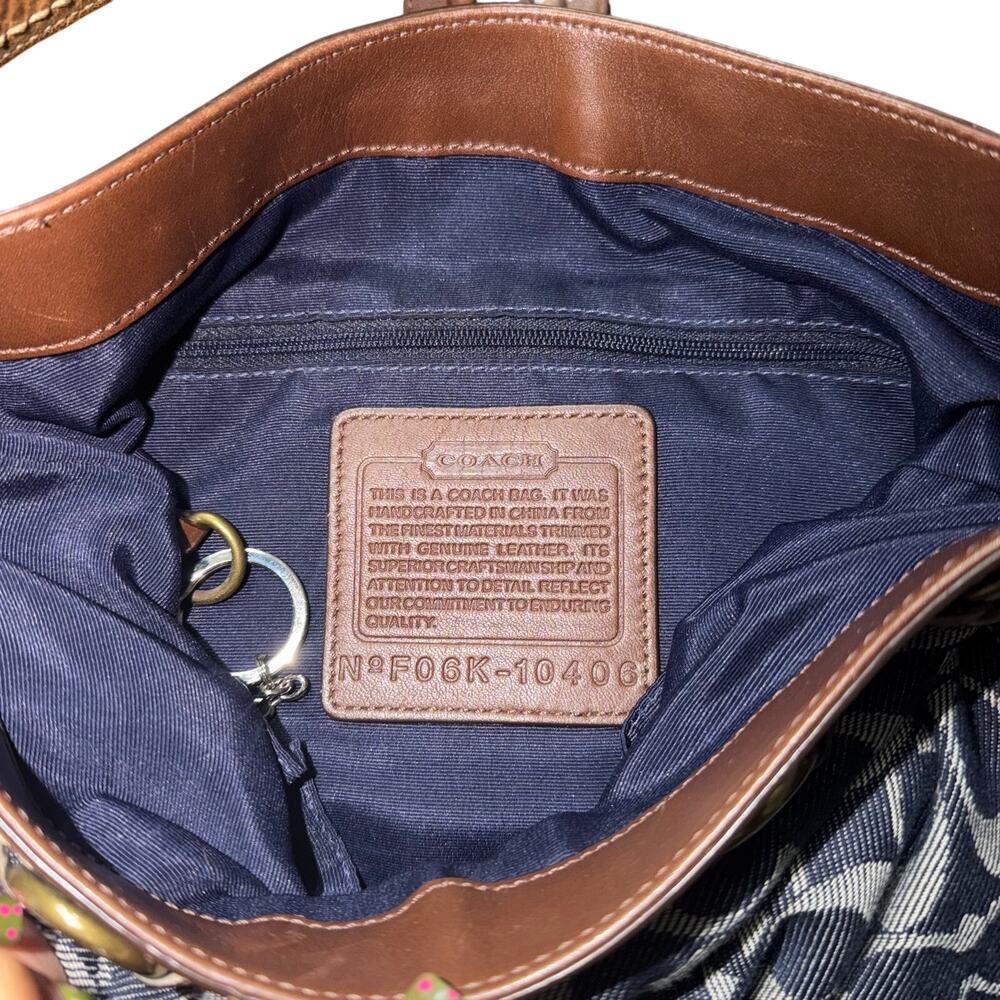 Vintage Coach Signature Denim Canvas Leather Shoulder Bag - Picture 3 of 7